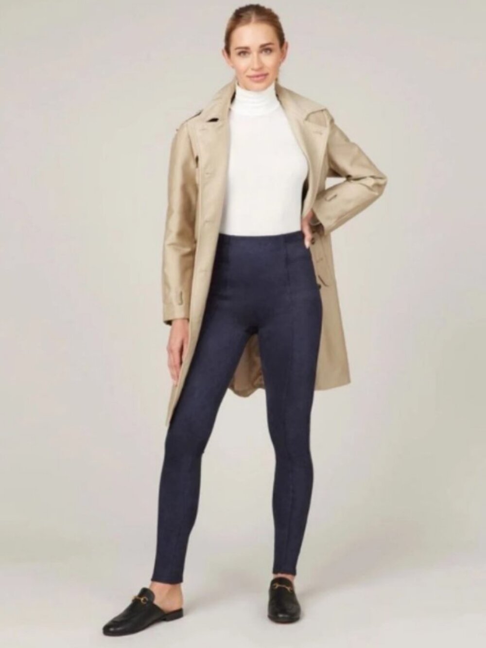 SPANX Faux Suede High Rise Leggings Classic Navy Blue L